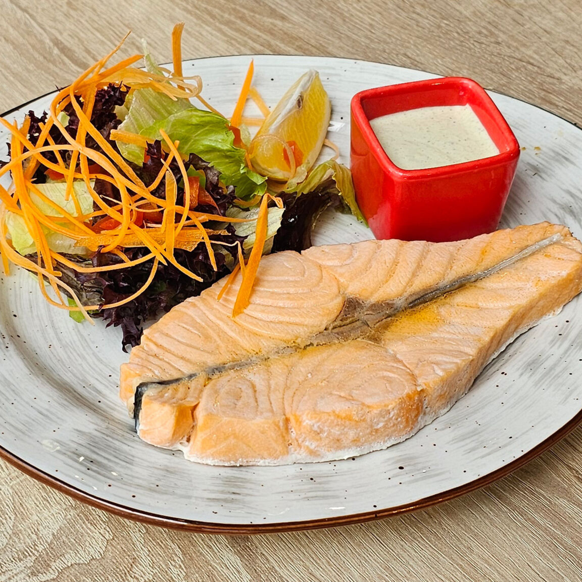 Стейк сёмги на пару